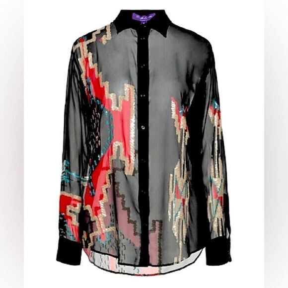 Ralph Lauren Purple Label Tops - Ralph Lauren Collection Antonella Geometric
Beaded Blouse